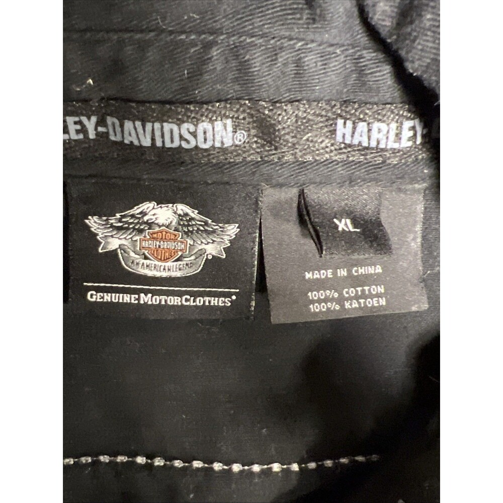 Harley-Davidson Shirt Mens XL Black Sleeveless Skull Patch Button Up 96472-15VM - Picture 5 of 8